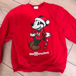 Walt Disney World Mickey Mouse Santa candy cane sweatshirt kids L boys girls